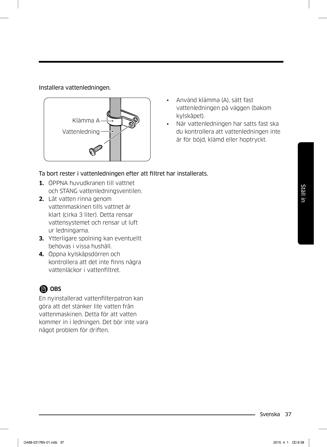 Samsung RH56J69187F/EF manual Svenska  